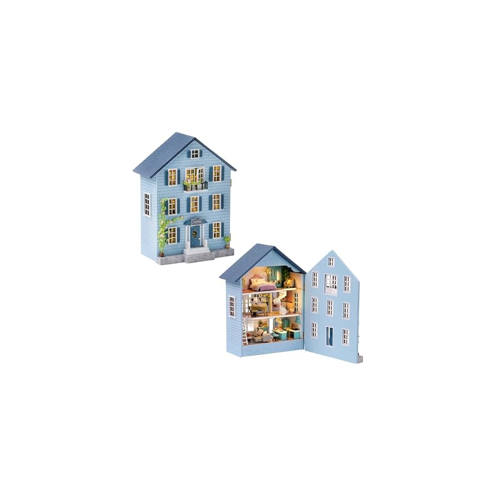 

Cuteroom Wooden Dollhouse Kit DIY Miniature House with Furniture for Kids Boys and Girls