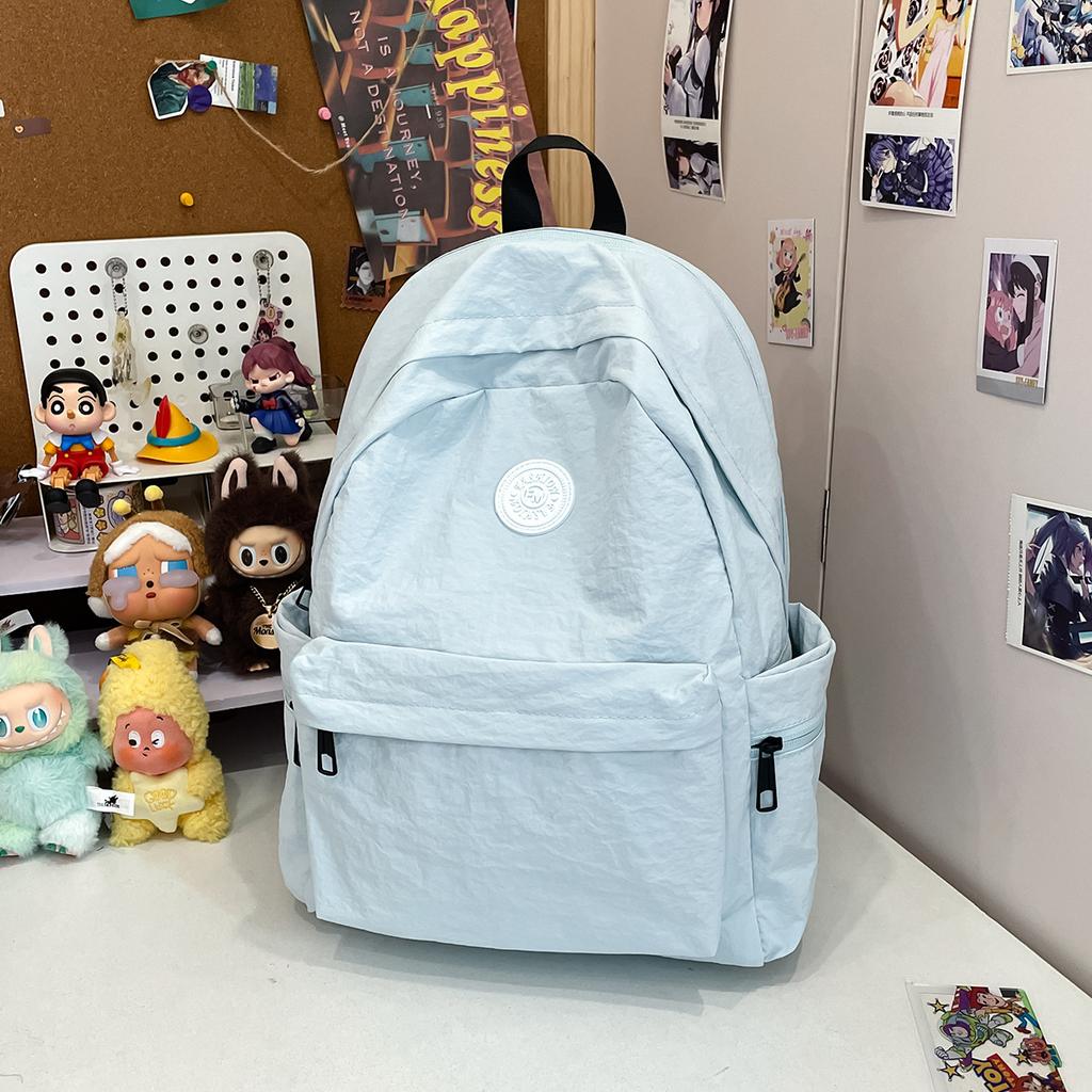 Mountaineering trip new Korean version schoolbag student backpack high school student junior high school student solid color simple backpack
