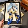Blue Silk Retro Women's Scarf for Spring & Autumn