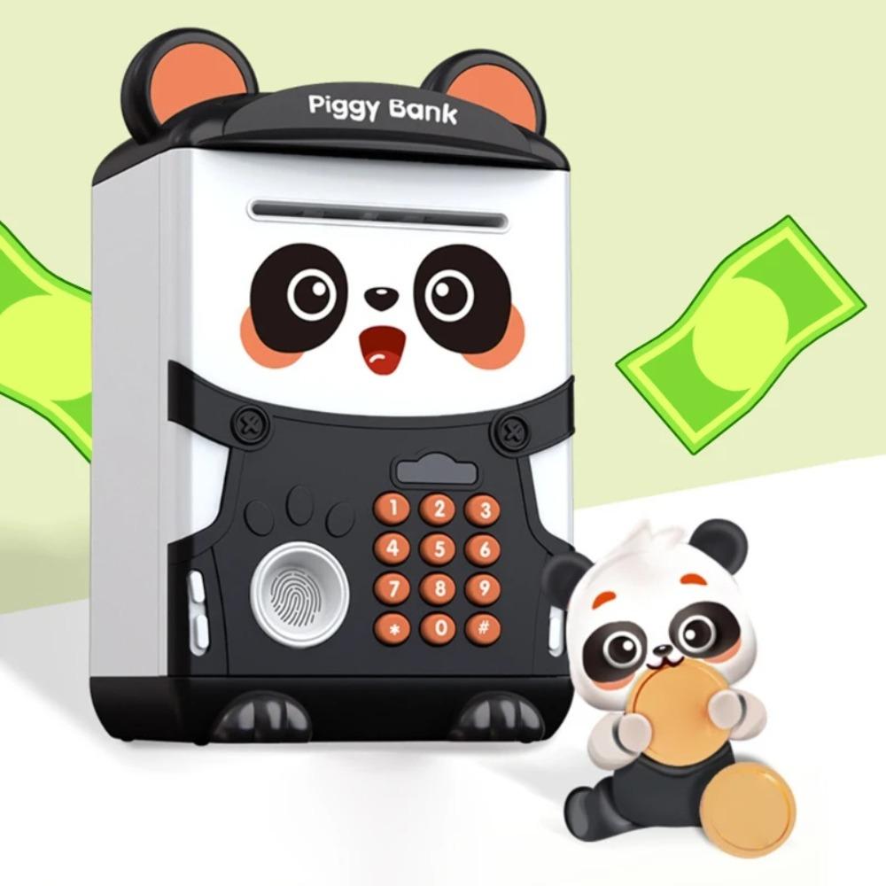 Panda Sparschwein Cartoon Geldkasse Fingerabdruck Passwort Automatische Induktion Münzrolle Simulation Elektronischer Geldautomat Spielzeug für Kinder Weihnachten