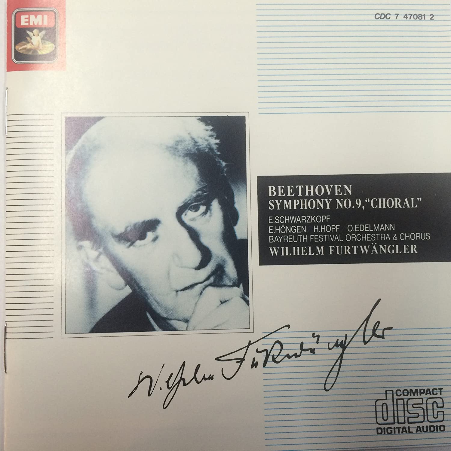 

CD BEETHOVEN Sym.9 Schwarzkopf Hongen Hopf CDC7470812 EMI Japan Classical Used