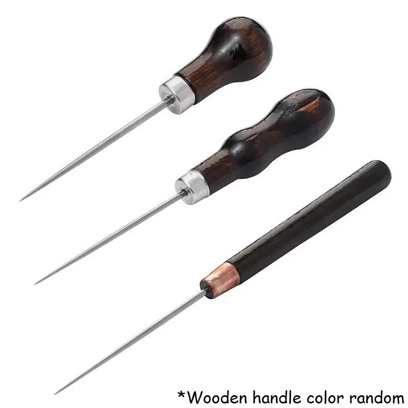 

3PCS /Set Sewing Awl with Wooden Handle, Scratch Stitching Pin, Punch for Sewing Shoes Repair Tool, Hand Stitcher, Leather Craft