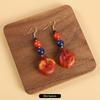 Niche design beeswax earrings retro long literary temperament women's antique cheongsam simple Tibetan earrings