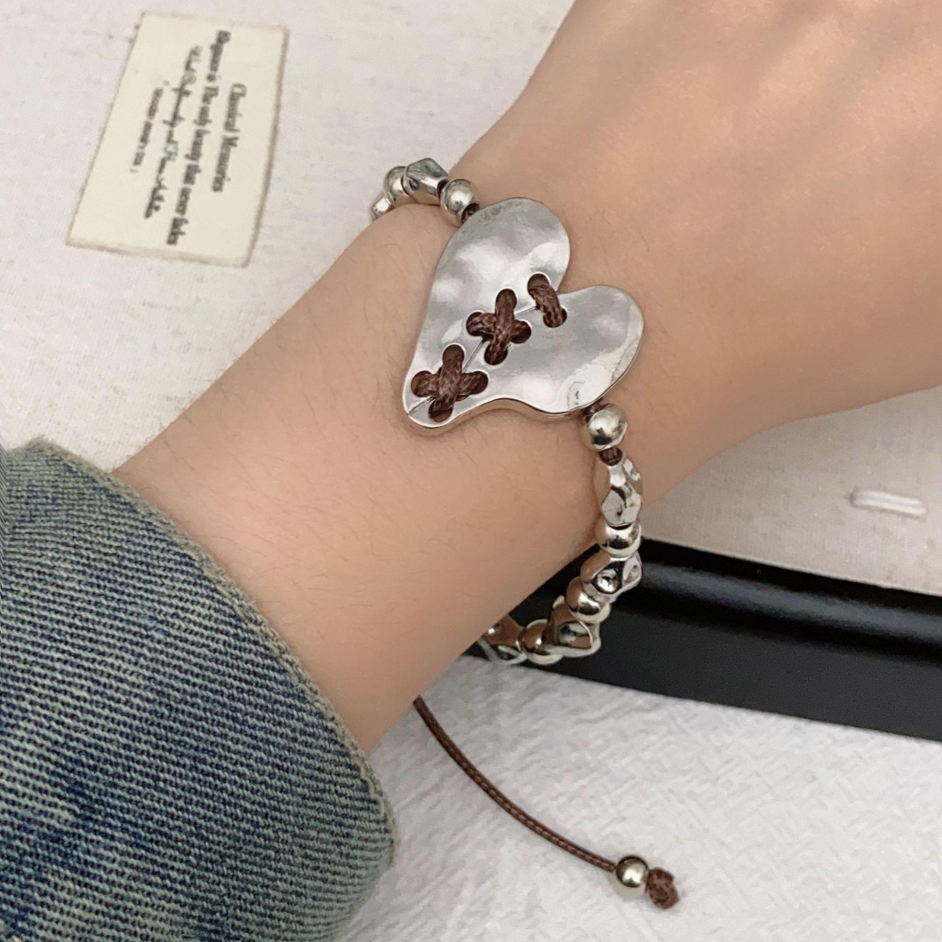 

Bohemian love wax rope retro bracelet literary retro niche design simple men s and women s bracelets fashion jewelry