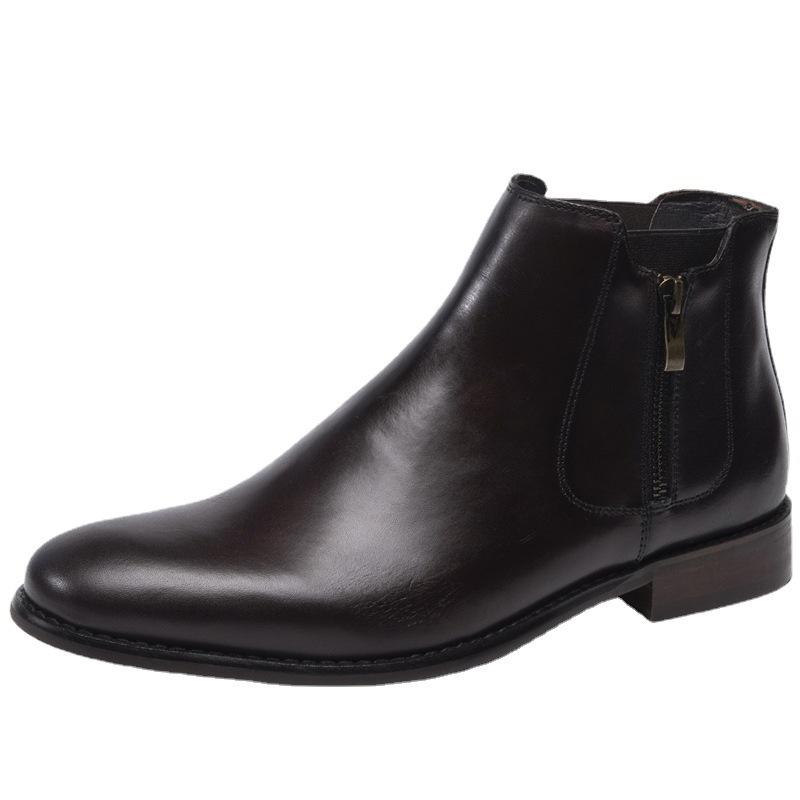 First Layer Cowhide Chelsea Boots Men's Genuine Leather New Autumn and Winter Martin Boots British Style Dress Leather Boots