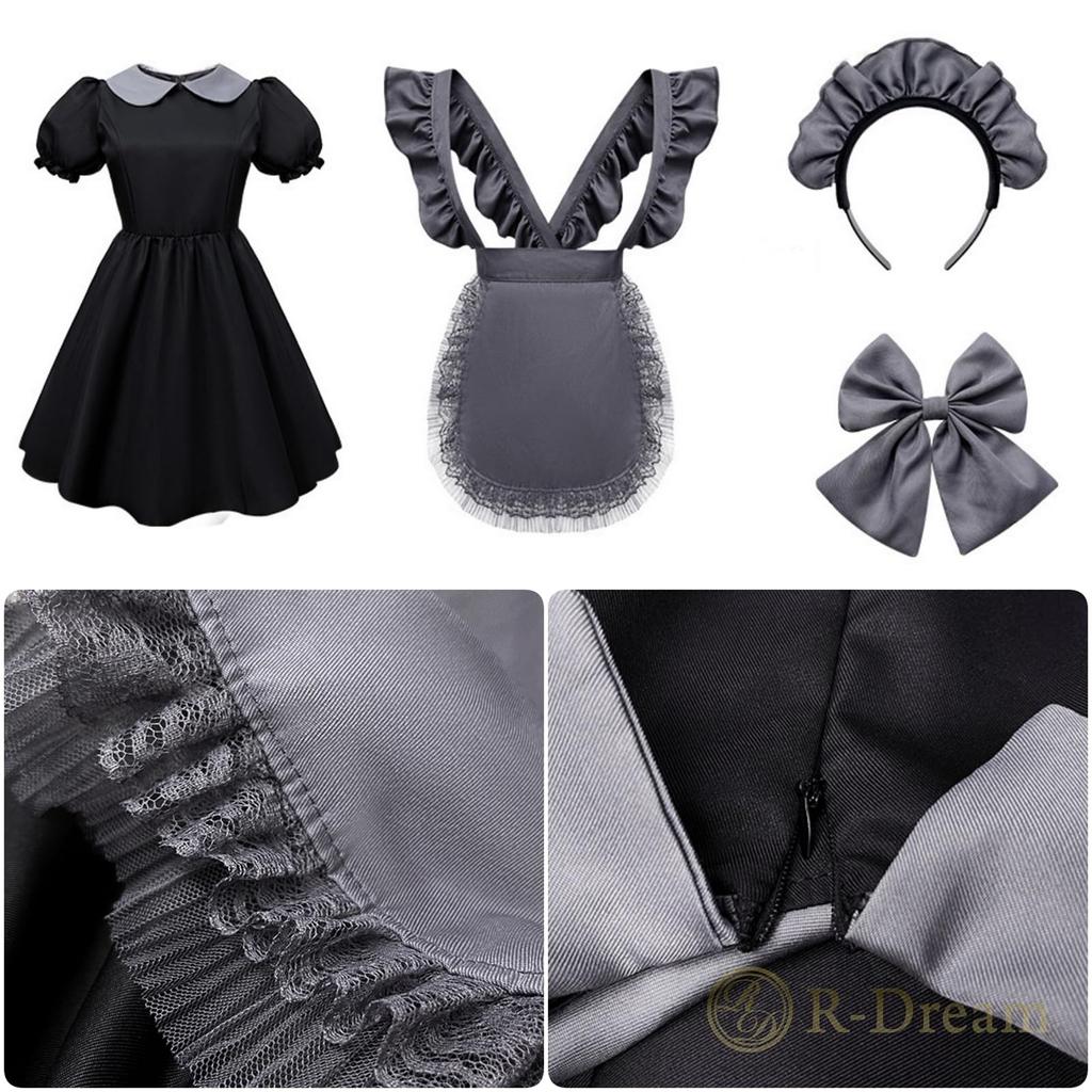 Maid Cosplay Halloween Costume for Jiangshi Gothic Lolita R-Dream Western-style Ghost/Zombie Costume, Gray, Adults, Women's, Cute, Gothic, Horror,