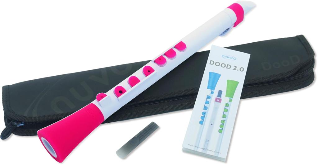 NUVO DooD Plastic Wind N430DWPK with dedicated 2.0 Instrument, White/Pink [Comes case]