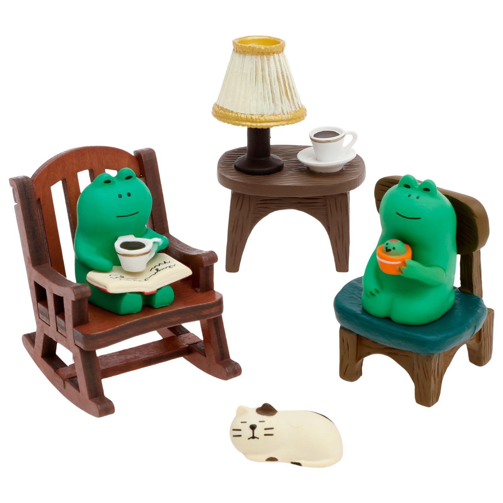 

Милое маленькое украшение Миниатюрная фигурка лягушки Дизайн качалки с книгой Кофе Дом Спальня Офисный стол Украшения
