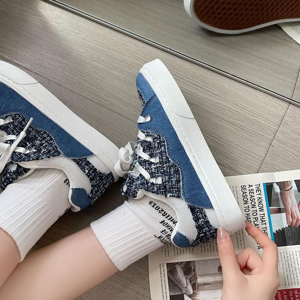 Autumn Ins Fragrant Wind Blue Couple Casual Board Shoes Chic Niche Student Breathable Sneakers