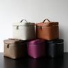 Sac Organisateur de Maquillage en Cuir Véritable Grande Capacité Avec Miroir Multi Compartiments Étui Cosmétique de Voyage pour Femmes