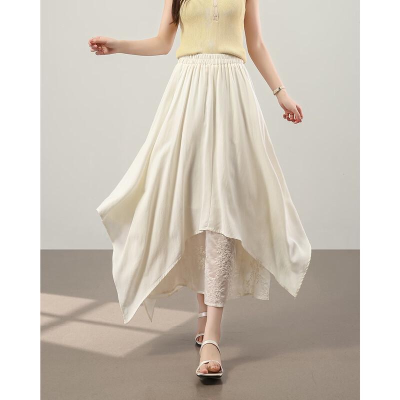 TERRE BLEUE Lace Patchwork A-Line Midi Skirt