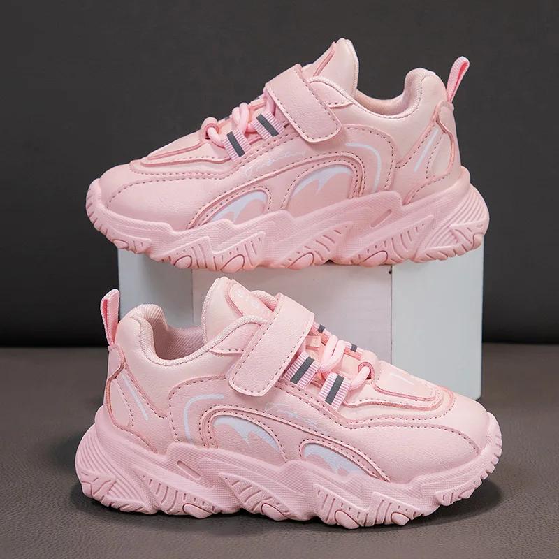 

Детская обувь Кроссовки Искусственная кожа 2024 Зима Новые Детские Удобные Противоскользящие Износостойкие Белые Туфли Мягкая Подошва Повседневная обувь 28-Inner-17.5cm розовый