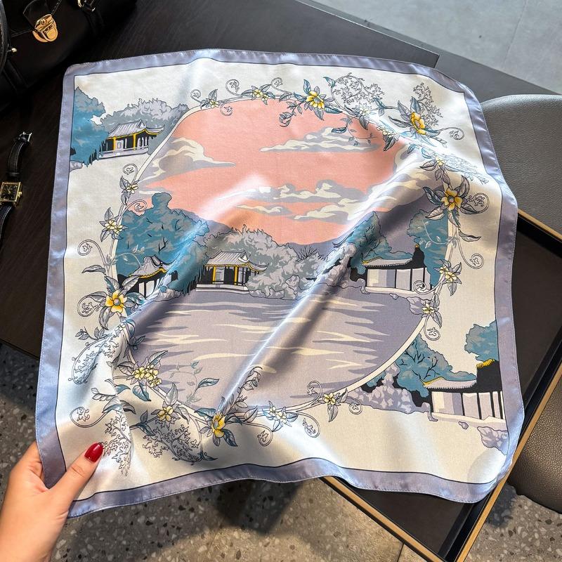 Meier Silk scarf women s real silk mulberry silk shawl hangzhou silk age-reducing small square scarf 53*53cm