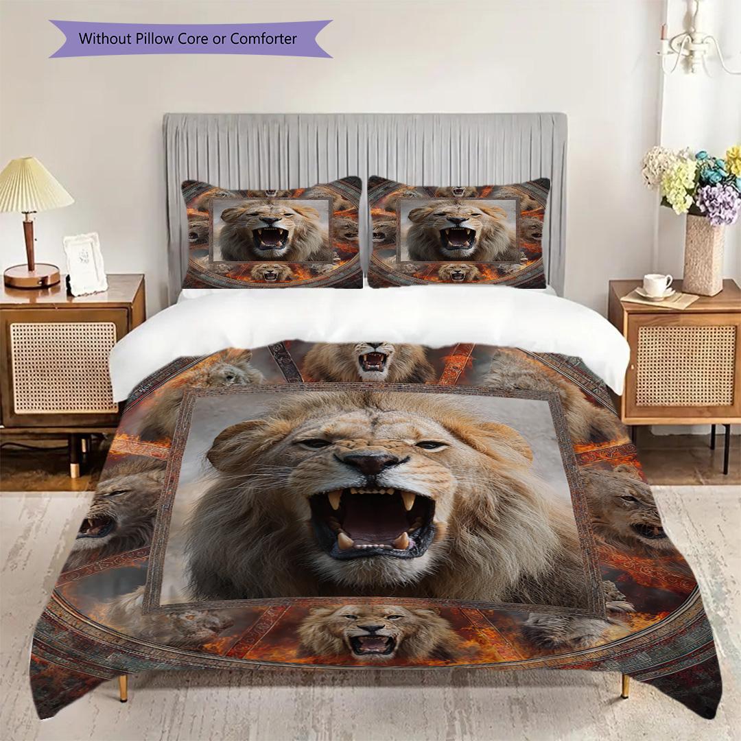 

Tiger Pattern Bedding Quilt Set Quilt Cover Pillowcase Home Decoration Birthday Gift (1 * duvet cover + 2 * pillowcase, without core) 135x200cm