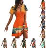 Vestito Casual da Donna alla Moda con Stampa Hawaiana a Maniche Corte