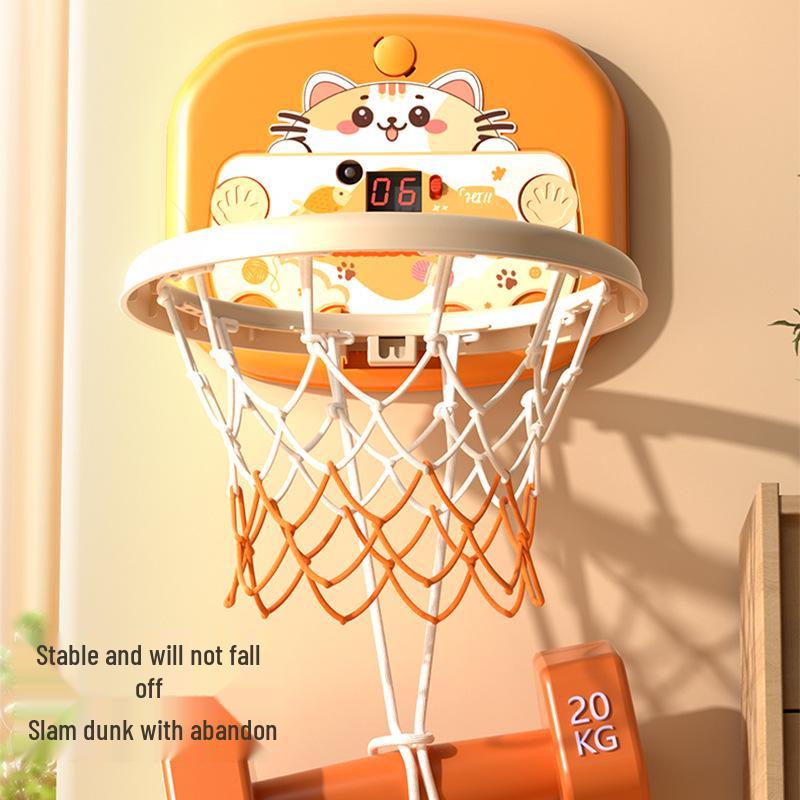 Indoor No-Drill Wall-Mounted Basketball Hoop for Kids