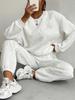 2025 Autumn/Winter Women's Cable Knit Patchwork Two-Piece Set – Long Sleeve Round Neck Top & Joggers