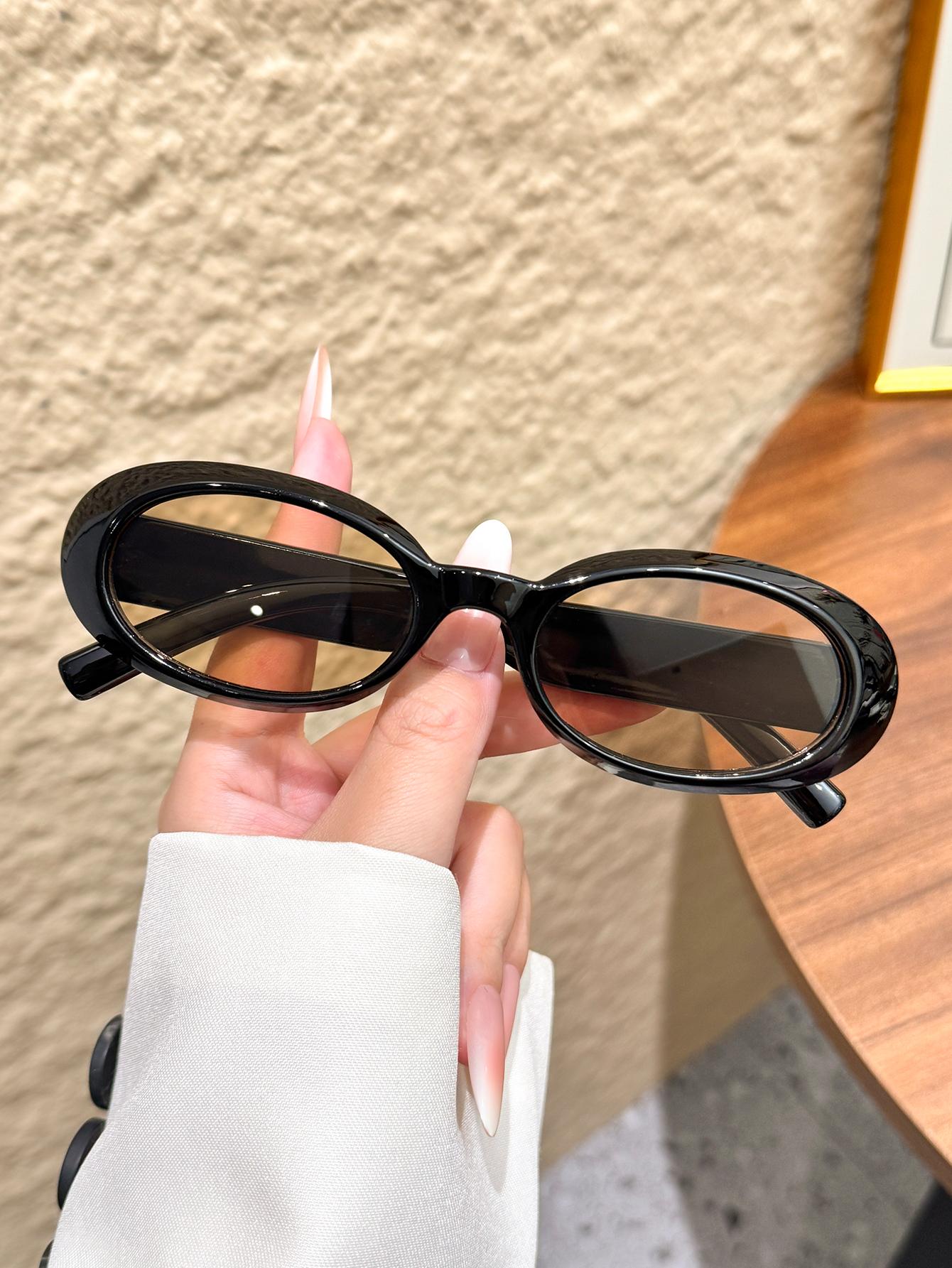 

1Pc Simple Retro Stylish Oval Sunglasses, Business Casual Accessories, Suitable for Workplace Commuting, Parties, Vacations