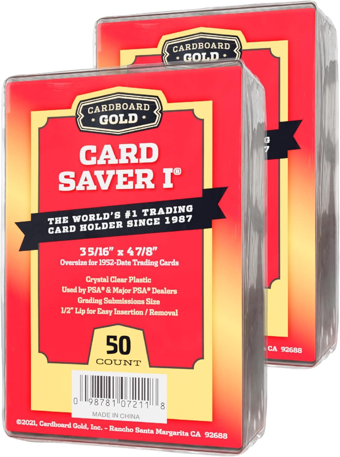 Cardboard Gold Card Saver 1 card holder for card grading submission - Semi-rigid PSA/BGS - 50-pack (2)