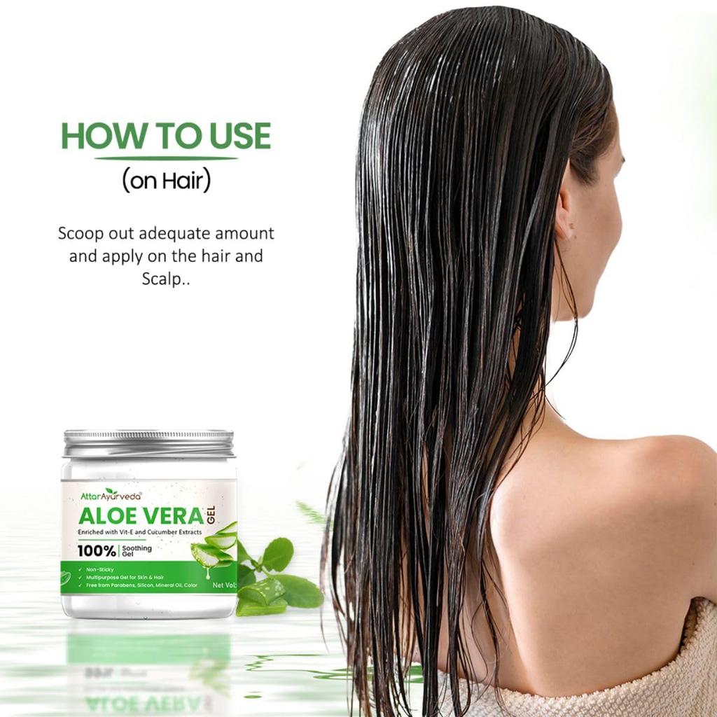 Attar Ayurveda Natural Aloe Vera Gel For Face Skin Hair 200 Ml With Vitamin E & Cucumber Extract Non Sticky Paraben Free