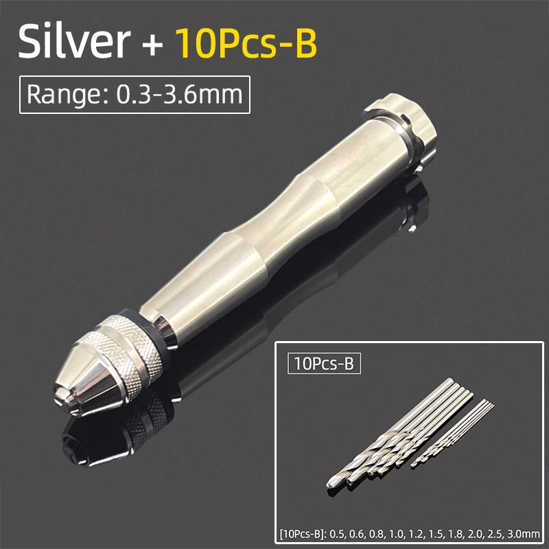 Mini Micro aluminiowa wiertarka ręczna 0.3-3.6mm z uchwytem bezkluczowym wiertła kręte HSS do biżuterii rzemieślniczej ręczne wiercenie narzędzia obrotowe