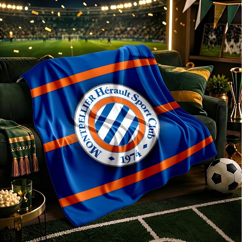 Montpellier Sc Crest Blanket Lightweight Ideal Bedding Blanket Perfect for Travel, Camping, Living Rooms, Offices, Sofas, Fan Christmas gift