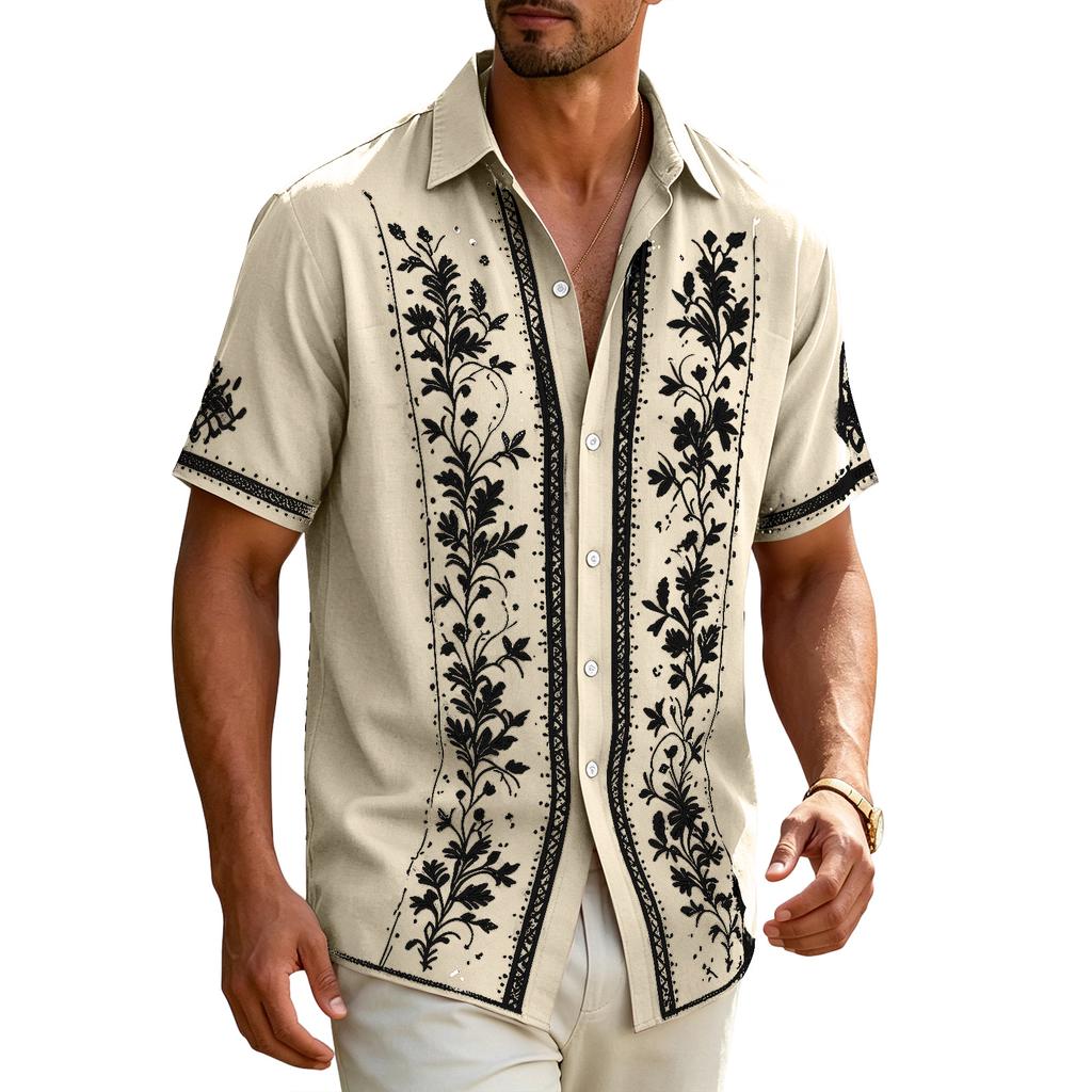 Men's Casual Short-Sleeve Collared Shirt For Spring/Summer