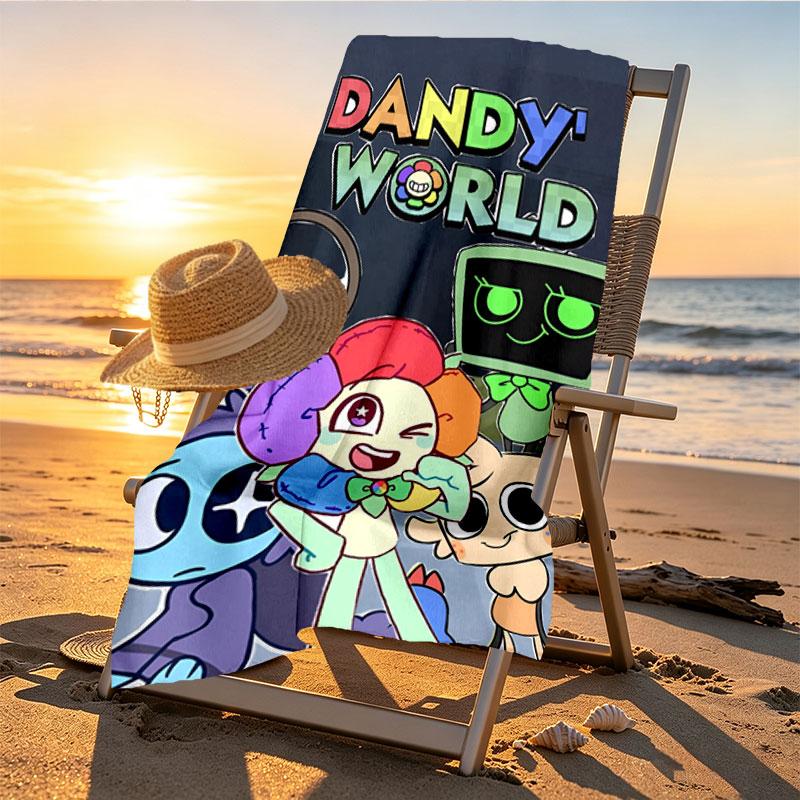 Dandy's World Print Beach Towel Design, Soft, Lightweight. for Home Bathroom, Spa, Pool, Yoga, Surfing, Camping, Gift for Family, Friend