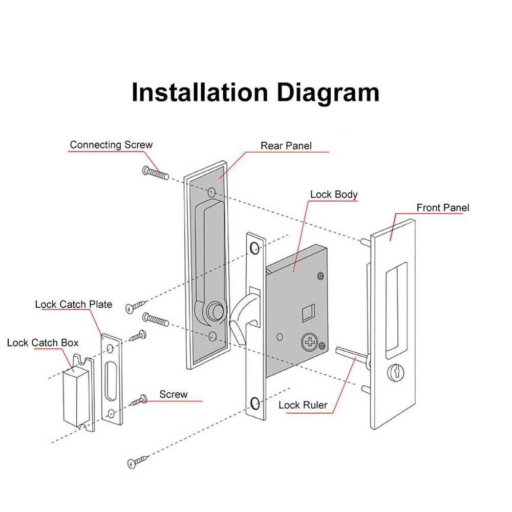 Recessed Design Sliding Door Lock Mortise Lock Invisible Door Handle  Bathroom Doors