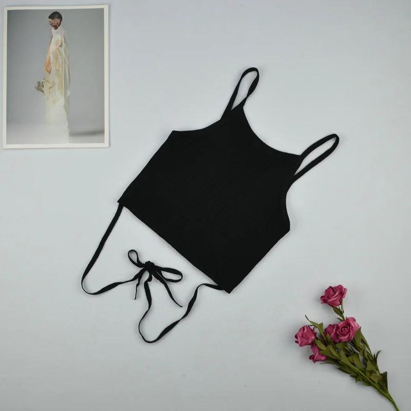 Summer Crop Tops Women Sleeveless Sexy Bandage T-Shirt Top Fashion Black Lace Up Tank Top Tumblr Ladies
