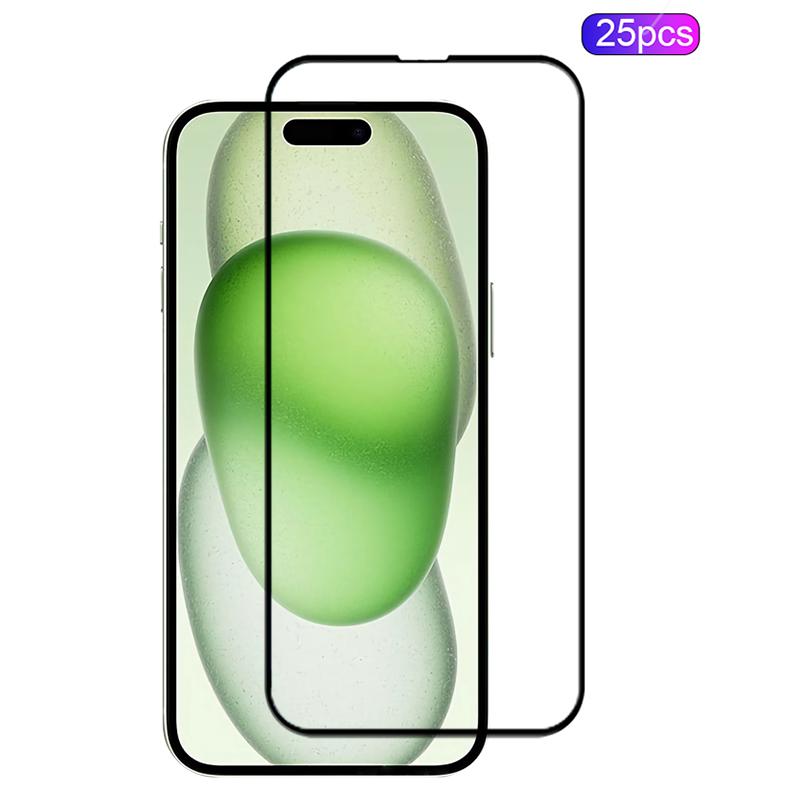 

MOCOLO 25Pcs For iPhone 16 Screen Protector Silk Printing HD Clear Tempered Glass Film Black