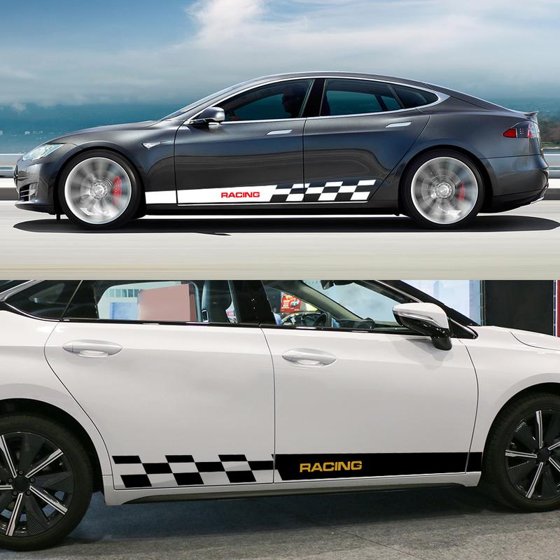 2PCS Car Door Racing Stripe Sticker Vinyl Decor Auto Exterior Decal Decor Tuning Accessories For Tesla Model 3 Y S X 2016-2024