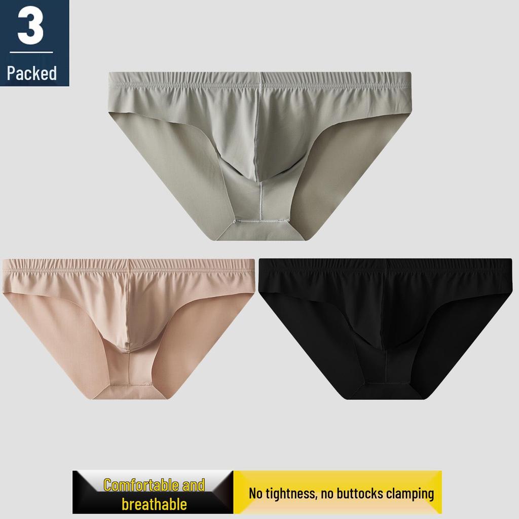 Męskie oddychające bokserki z lodowego jedwabiu chłodnego w dotyku - Jednolity kolor Plus Size