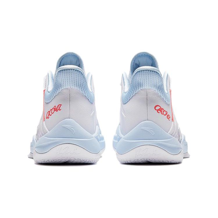 Anta Kids Fabric Comfortable Shock Absorbing Wear Resistant Mid Top Basketball Shoes Kids Basketball Shoes White Blue 312411110-5