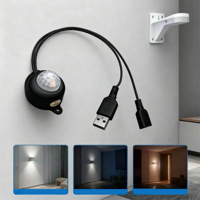 PIR Infrared Motion Sensor USB DC Plug Switch Adjustable DC5V 12V 24V Knob Touch Dimming Switch for LED Light Strip Night Lamp