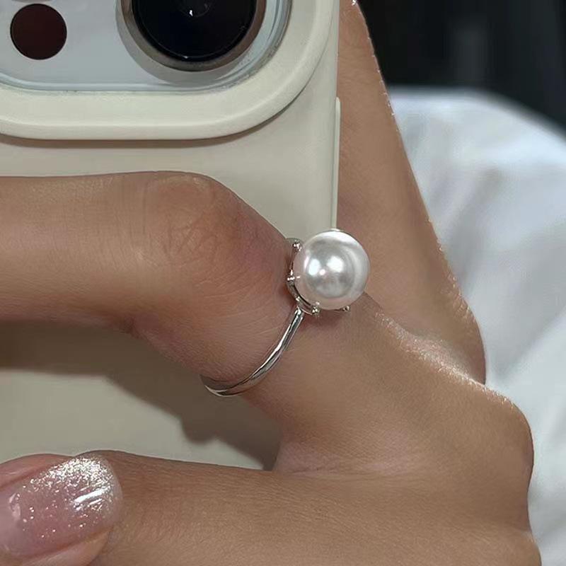 Elegant Open Pearl Ring for Women - 2024 Fashion Niche Design жемчужный белый