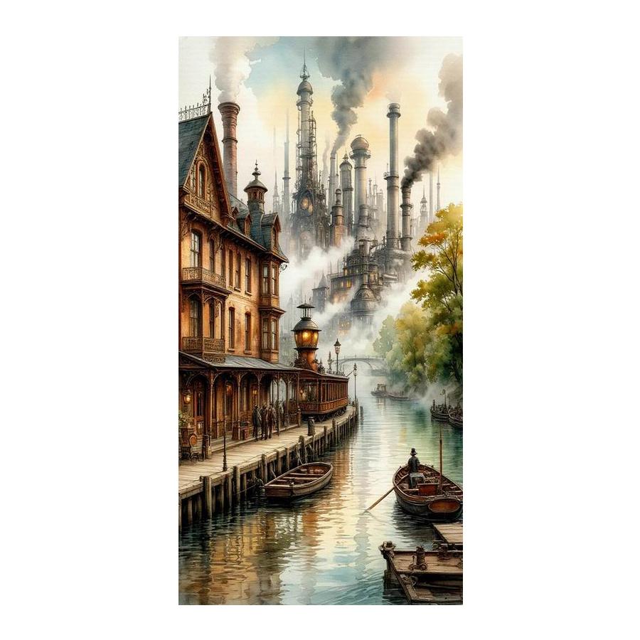 Industrial Town House River Large Size Diamond Painting New Collection Scenery Diy Full Drill Rhinestone Embroidery Mosaic Cross Stitch Kits
