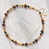 Maillard Style Natural Boutique Tiger'S Eye Stone Highlight Shijia Pearl Clavicle Chain Necklace Female