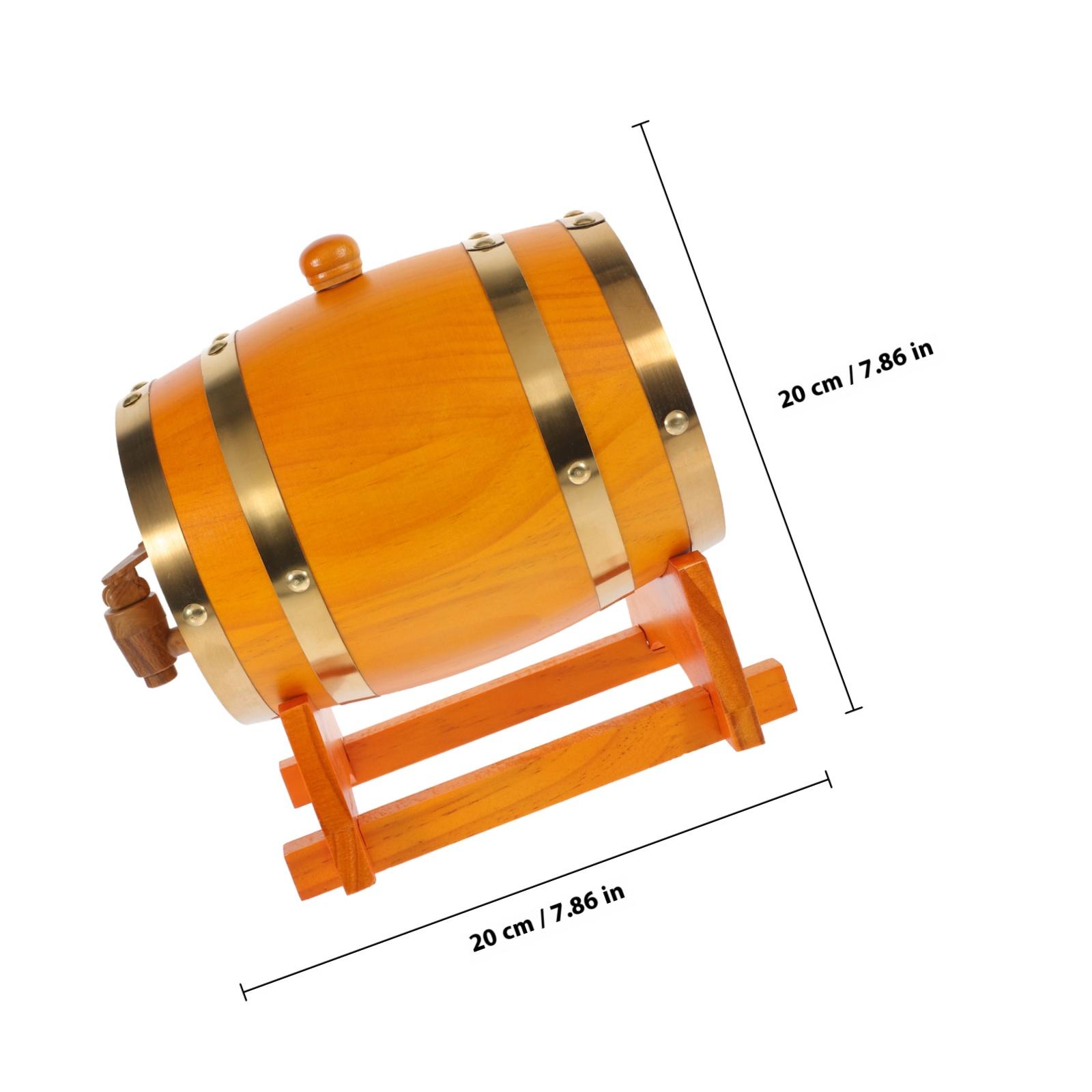 1.5L Wooden Wine Barrel For Beer Whiskey Storage Decorative Aging Barrel With Faucet Sturdy Base Home Bar Party Use Kitchen Bar