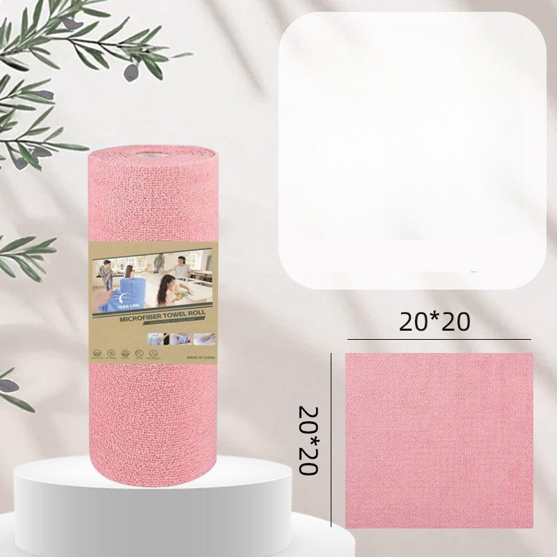 20pcs Cleaning Cloth Roll,Tear Away Reusable Paper Towels Pink, Commercial Shop Rags, Microfiber Towels for Cars, Lint Free Cleaning Rags for Kitchen