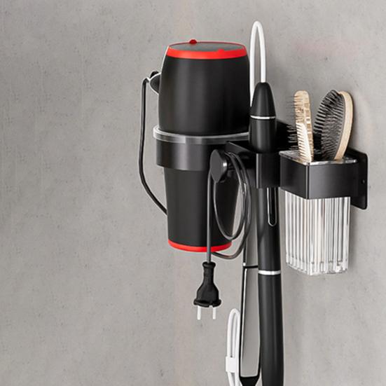 Wall Mount Hair Dryer Holder Bathroom Hair Tool Organizer Rack Strong Load-bearing