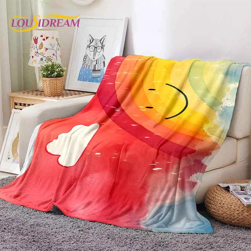 Rainbow Colour Illusion Cartoon Soft Flannel Blankets,Throw Blanket Comfortable Blanket for Picnic Beds Sofa Home Bedroom Gifts