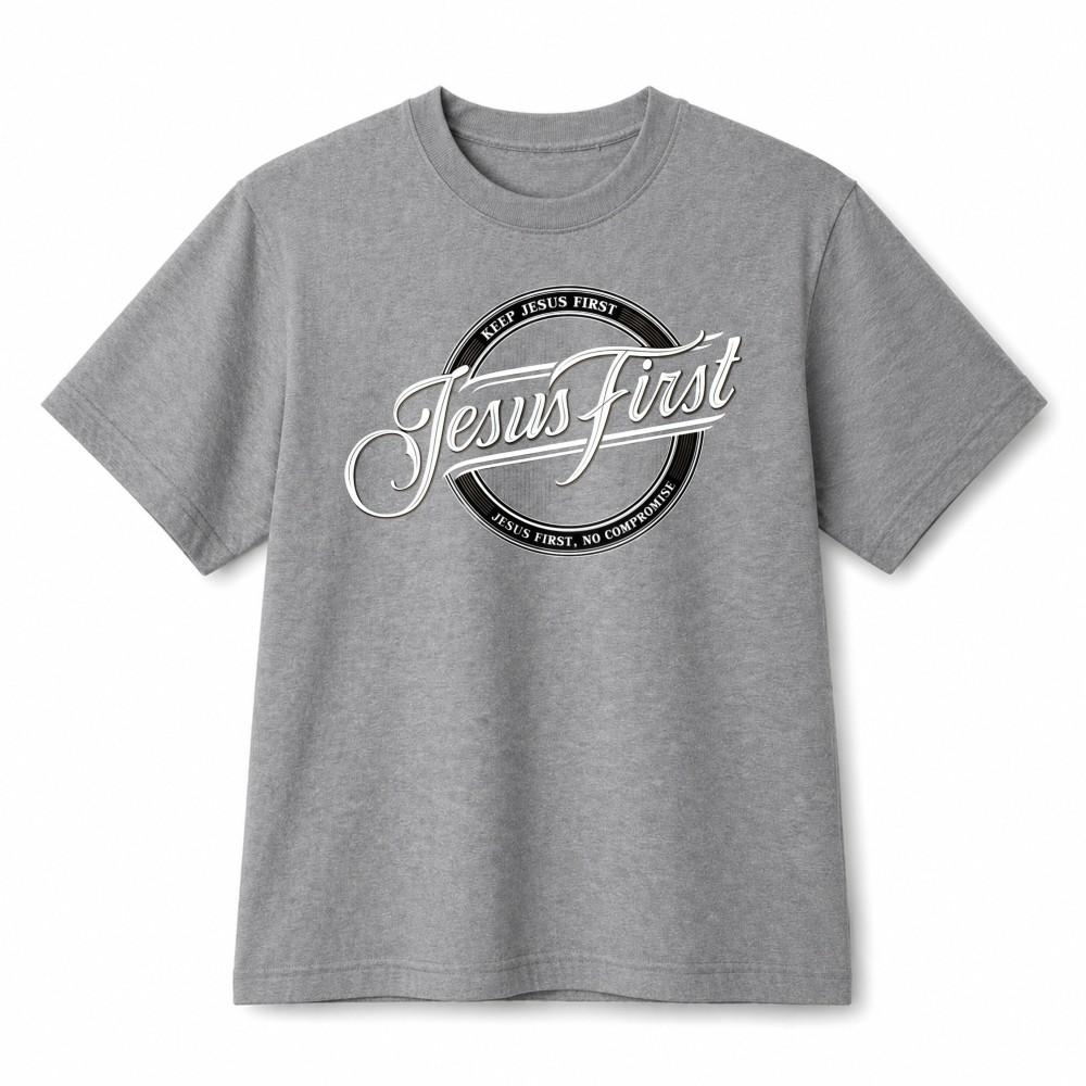 Unisex Jesus First Christian Faith Cross Believer Cotton T-Shirt Casual Tee XL