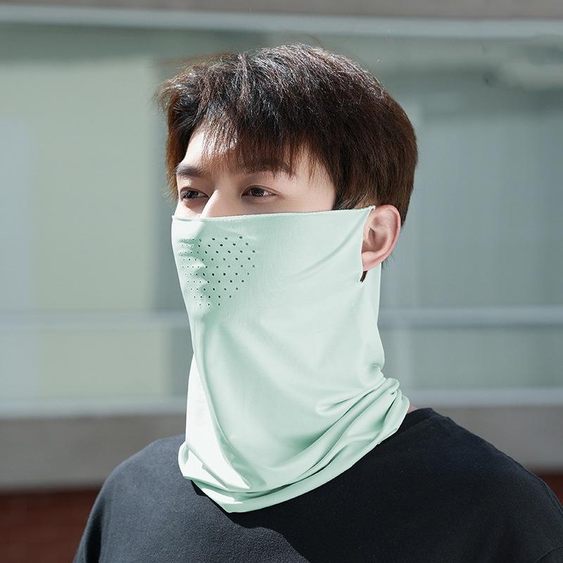 Summer Ice Silk Thin Breathable Sunscreen Face Mask An-ti UV Balaclava Face Neck Cover Hiking Cycling Camping Scarf Wrap Bandana