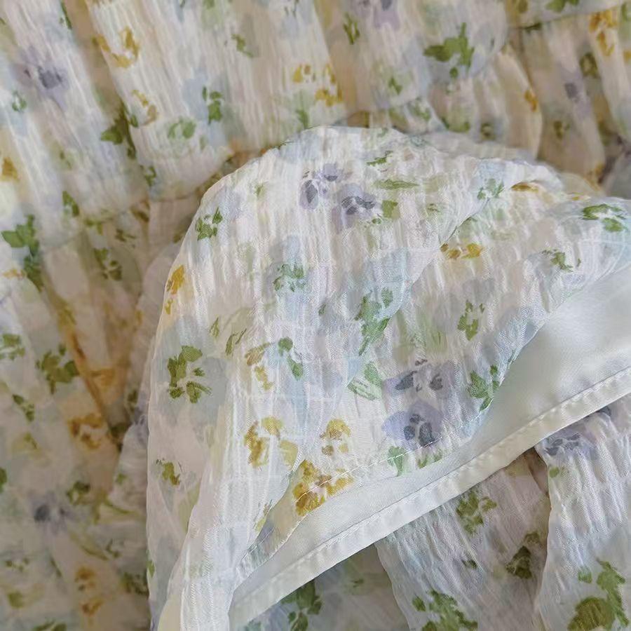 Gentle French Floral Skirt Summer New Small Fresh Long Skirt High Waist Slimming Half Body Skirt A-line Cake Skirt