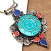 Handmade Tibetan Silver Gemstone Turquoise Red Coral Nepali Necklace Jewelry