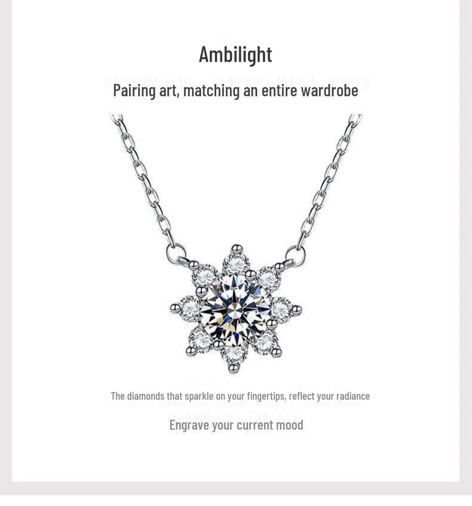 Kuaishou Douyin Sunflower Moissanite Women's Luxury Necklace Pendant