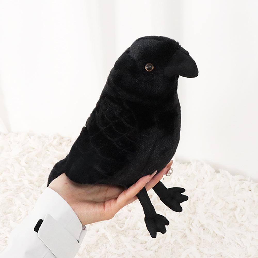 

20cm Simulation Black Crow Plush Toys Soft Stuffed Animals Toys for All Ages Collectible Bird Plushies Birthday Halloween Gifts 40*28*25cm