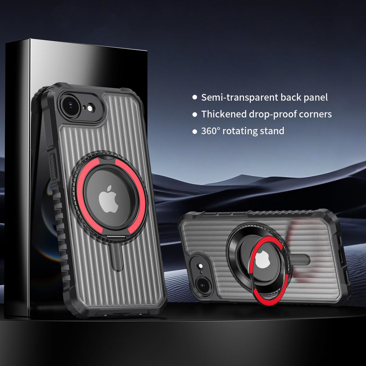 

For iPhone 16e Magnetic Case with Kickstand PC+TPU Phone Back Cover Sapphire