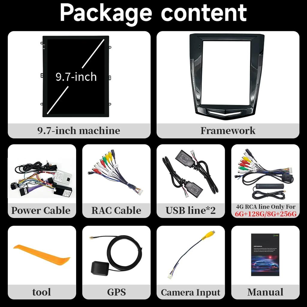 9.7inch Android 14 For Cadillac Ats Xts Cts Srx 2013-2018 Car Radio Multimedia Navigation 4G GPS Wireless Carplay Screen Stereo